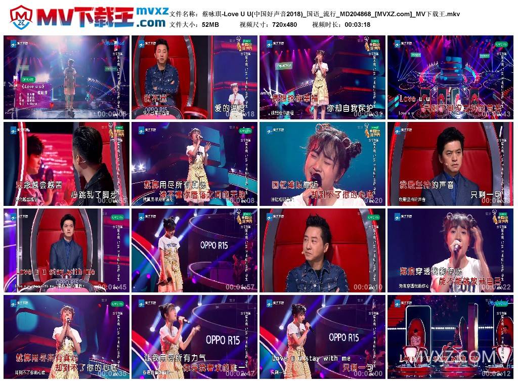 蔡咏琪-Love U U(中国好声音2018)_国语_流行_MD204868